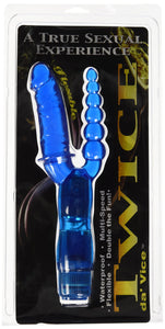 Golden Triangle Twice Da Vice Waterproof Multi-Speed Vibrator, Blue