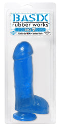 Basix Rubber Works Big 7-Inch Dong With Suction Cup, Blue