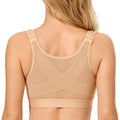 DELIMIRA Womens Front Closure Posture Wireless Back Support Full Coverage Bra Polyamide Polyester Elastane Taupe Tan 46D