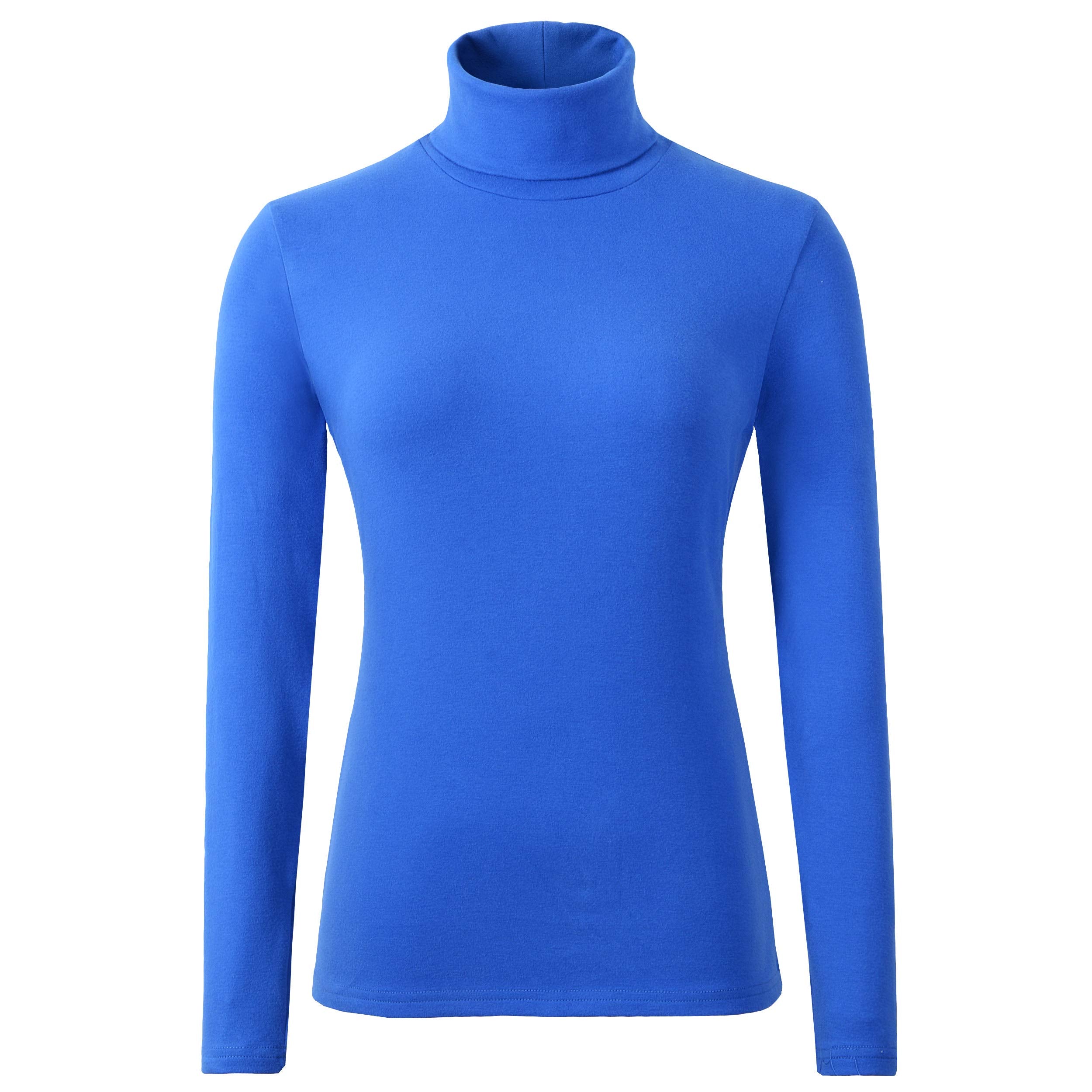 HieasyFit Womens Cotton Turtleneck Top Basic Layering Thermal Underwear(Blue XL)