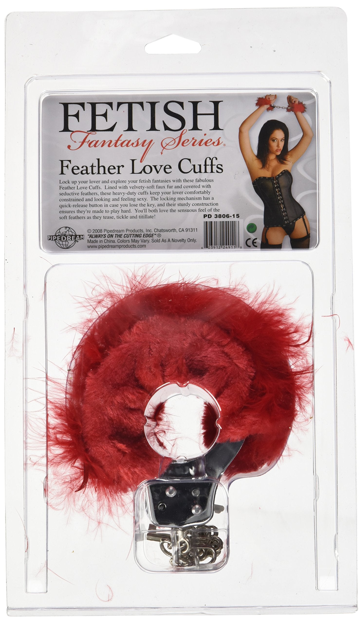 Fetish Fantasy Feather Love Cuffs, Red