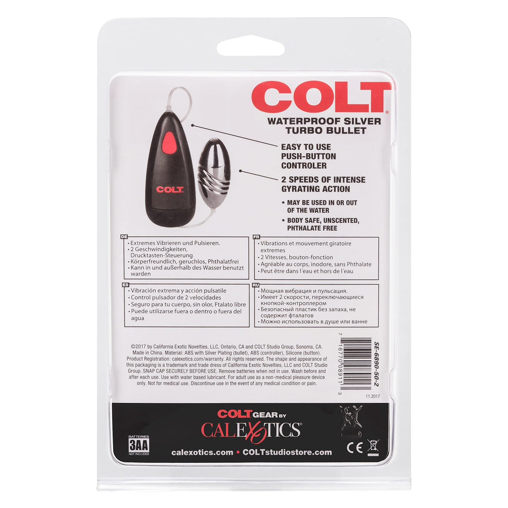 Calexotics Colt Waterproof Turbo Bullet Vibrator - Sex Toys For Couples - Wired Adult Vibe Egg Male P Spot Massager - Black
