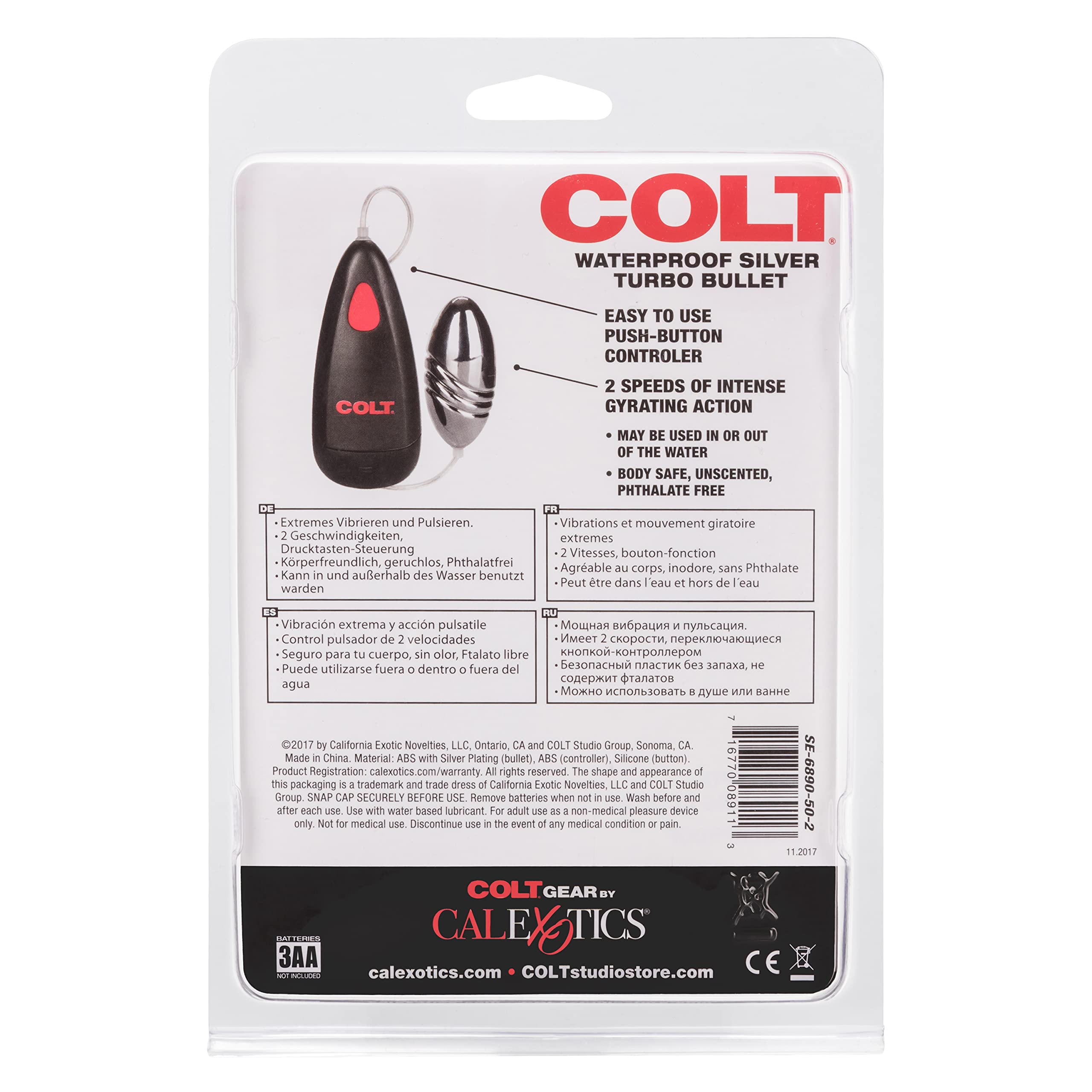Calexotics Colt Waterproof Turbo Bullet Vibrator - Sex Toys For Couples - Wired Adult Vibe Egg Male P Spot Massager - Black