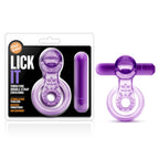 Blush Novelties Play With Me Lick It Vibrating Double Strap Stretchy C Ring - Tongue, Soft Ticklers Clitoris - Ball Strap Stretc