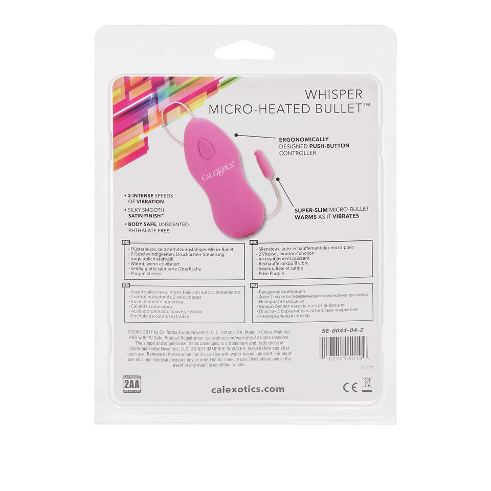 Calexotics Whisper Micro-Heated Bullet Vibrator With 2-Speeds Powerful Vibration And Warms As It Vibrates - Pink Se-0044-04-2