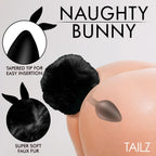 Tailz Fluffy Bunny Tail Sili Plug Blk