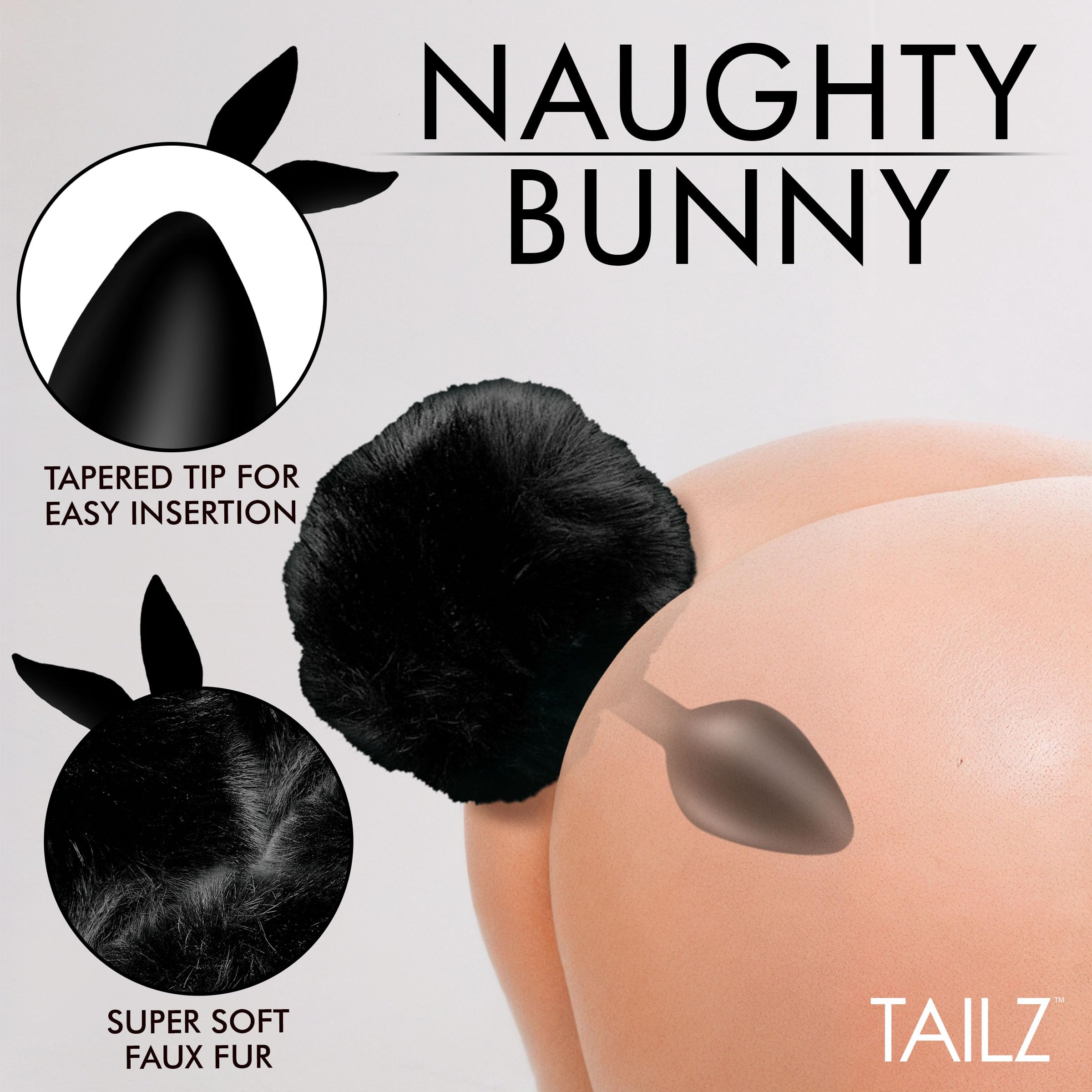Tailz Fluffy Bunny Tail Sili Plug Blk