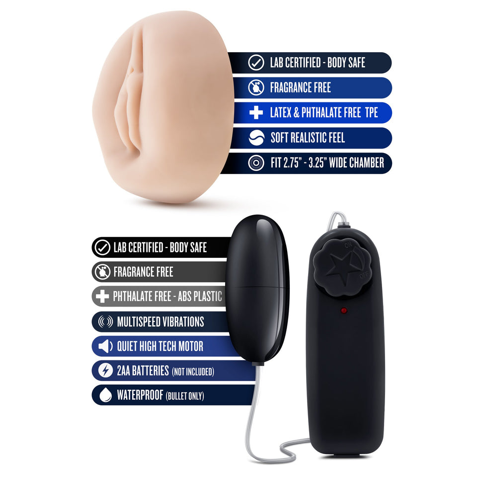 Blush Performance Vx4 - All Natural Male Enhancing Penis Enlargement And Vibrating Masturbation Pump - 2 Ultra Soft Pump Sleeves, Cock Ring For Max Pleasure - 8.5&quot; High Impact Polycarbonate Cylinder