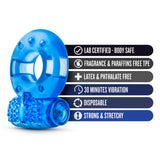 Blush Stay Hard - Male Enhancing Vibrating Stretchy Cock Rings - Disposable - 2 Pack - Blue