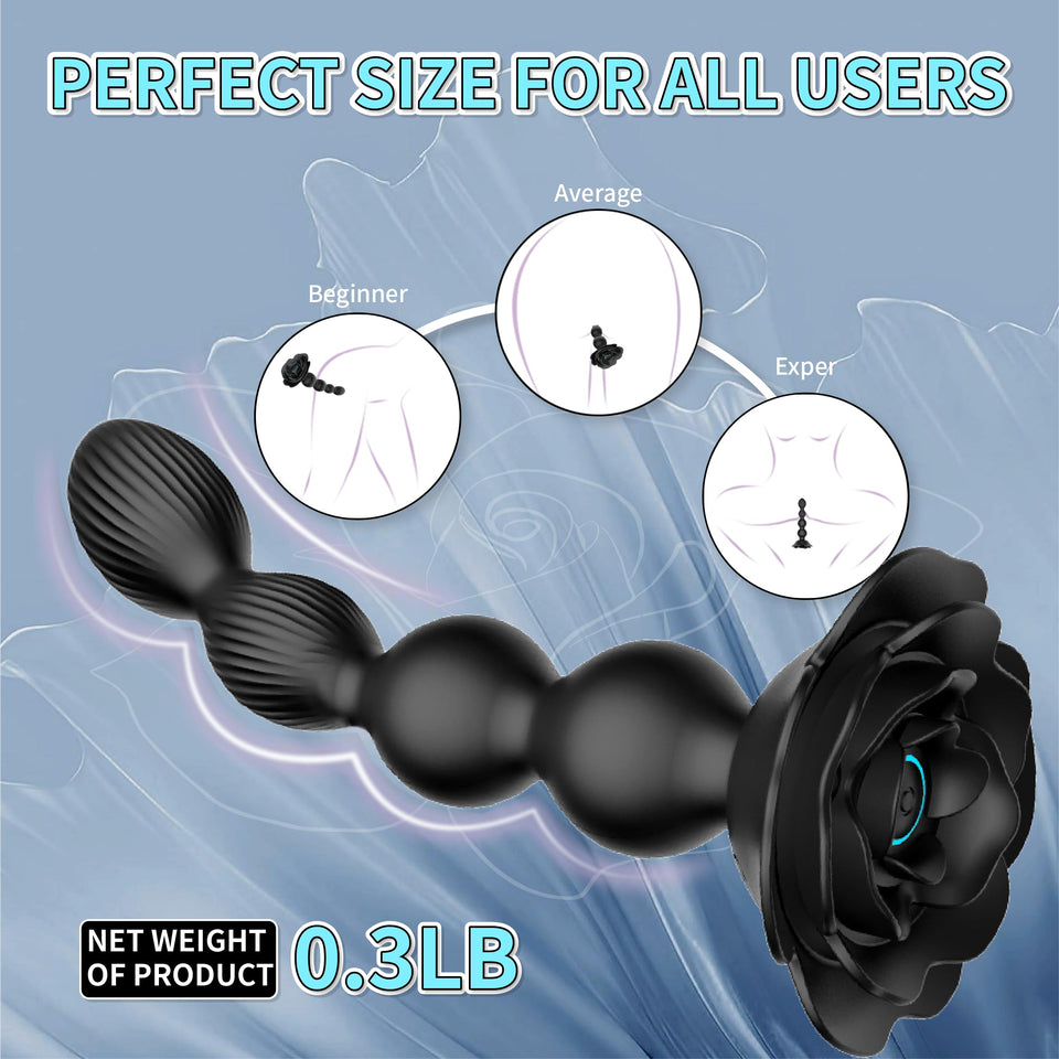 Anal Beads Anal Butt Plug,10 Rotate Twist and Vibrating Modes,Prostate Massager Graded Silicone Design Anal Vibrators for Men,Re