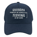 Grandpa is My Name Fishing is My Game Funny Fathers Day Trucker Cap Funny Hats Dad Joke Cool Fishing Novelty Caps for Men Navy -