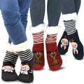 Funny Silly Santa Ho Ho Ho Christmas Snowflakes Deer Novelty Heat Thermal Double Layer Crew Socks for Women 3 Pairs 9-11