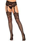 Rhinestone Lace Top Fishnet St - O/S / Black