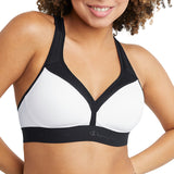 Champion Womens Bra, Curvy Moderate Support Low Cut For Sports Bra, White/Black, Medium US
