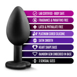 Blush Novelties Luxe - Anal Bling Butt Plug Heart Shape Gem Sex Toy 3 Piece Training Kit Soft Satin Silicone - Black Rainbow Gem