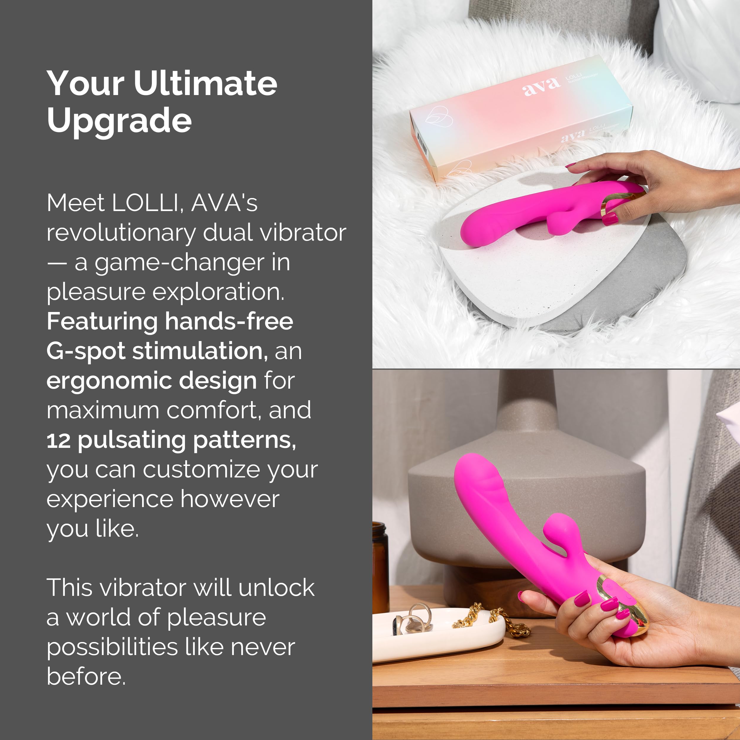 Ava Suction Lolli Dual-Function Vibrator - Sex Toys for All | G Spot Vibrator Personal Massager | Adult Toys for Couples Sex Toy