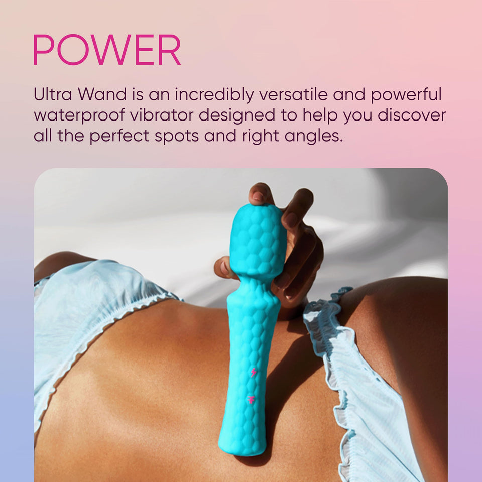 Femme Funn Ultra Wand Vibrator for Adults - Soft Silicone, Aqua, Regular - Waterproof Sex Toys with Multiple Vibration Patterns,