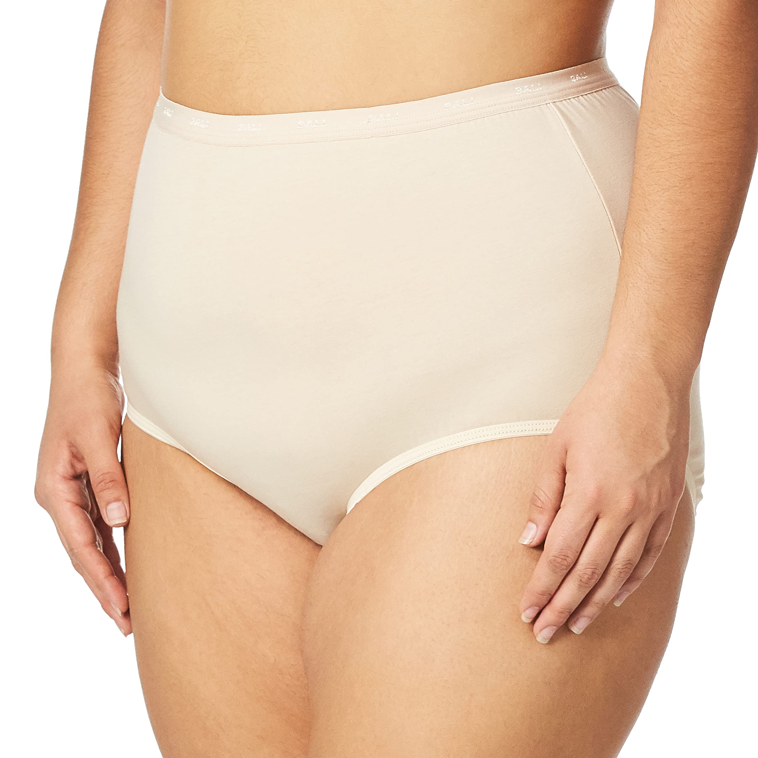 Bali Womens Full-cut-fit Stretch Cotton Panty, Underwear, Full Coverage Panties Briefs, Soft Taupe, 9 US