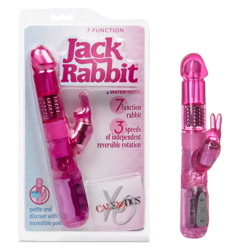Calexotics 7-Function Jack Rabbit Vibrator With Rotating Shaft - Waterproof Vibe Sex Toys For Couples - Adult Hands Free G Spot 