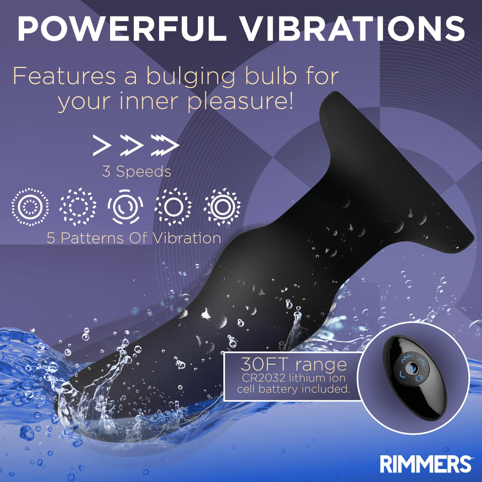 Rimmers Curved Rimming Plug With Remote, Model M, Black