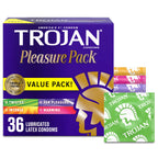 TROJAN Pleasure Pack Assorted Condoms, Lubricated Condoms Value Pack, 36 Count