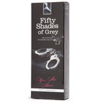 Fifty Shades Of Grey You Are Mine Metal Handcuffs - Lockable Handcuffs With 2 Keys & Quick Release - Adjustable Sexy Handcuffs For Couples With Satin Bag - Silver