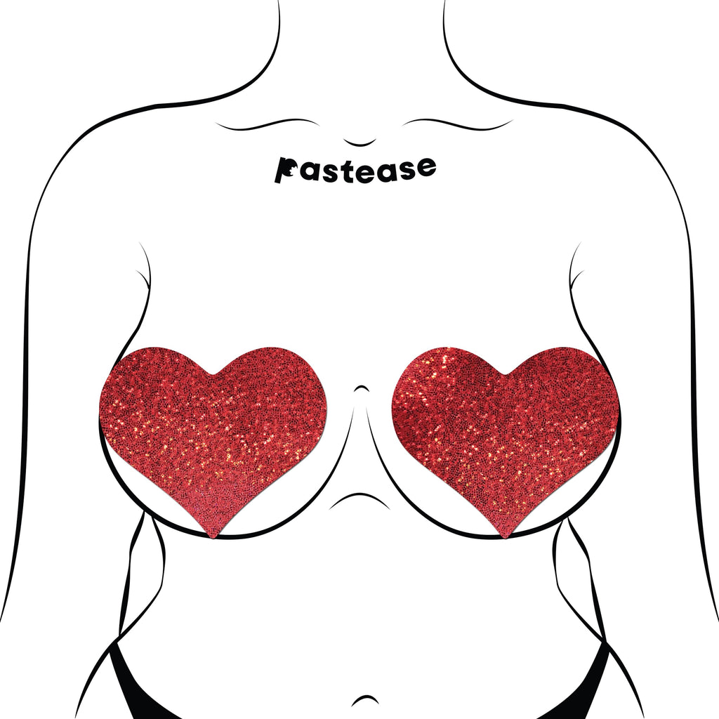Pastease Heart Glitter Red Fuller Coverage