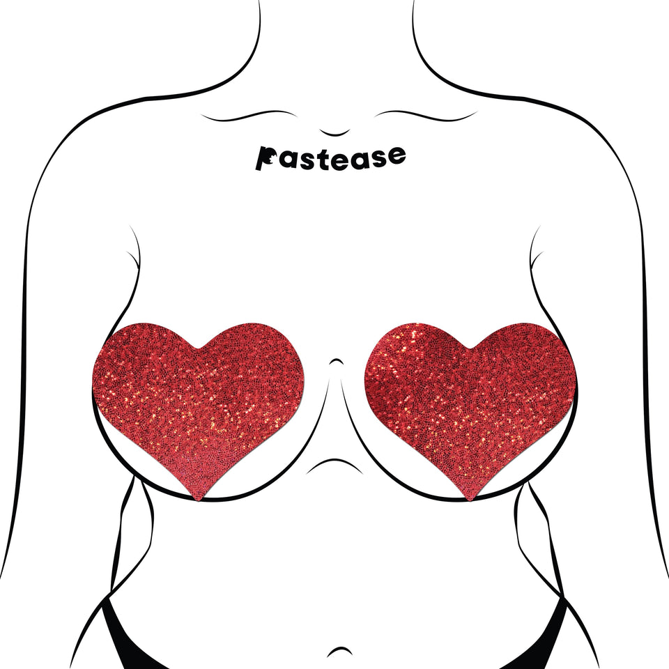 Pastease Heart Glitter Red Fuller Coverage