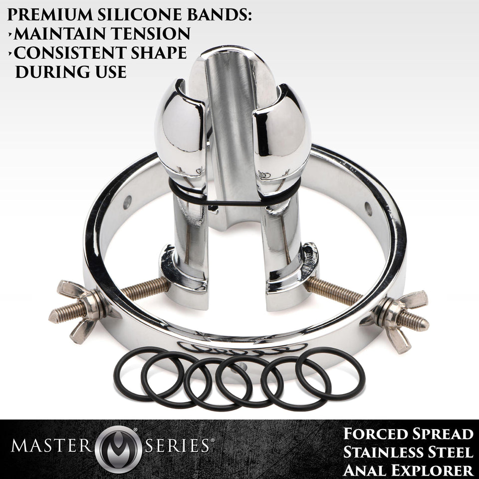 MASTER SERIES Forced Spread Anal Explorer Made with Nickel-Free Stainless Steel for Men, Women & Couples, Smooth Tapered Plug fo