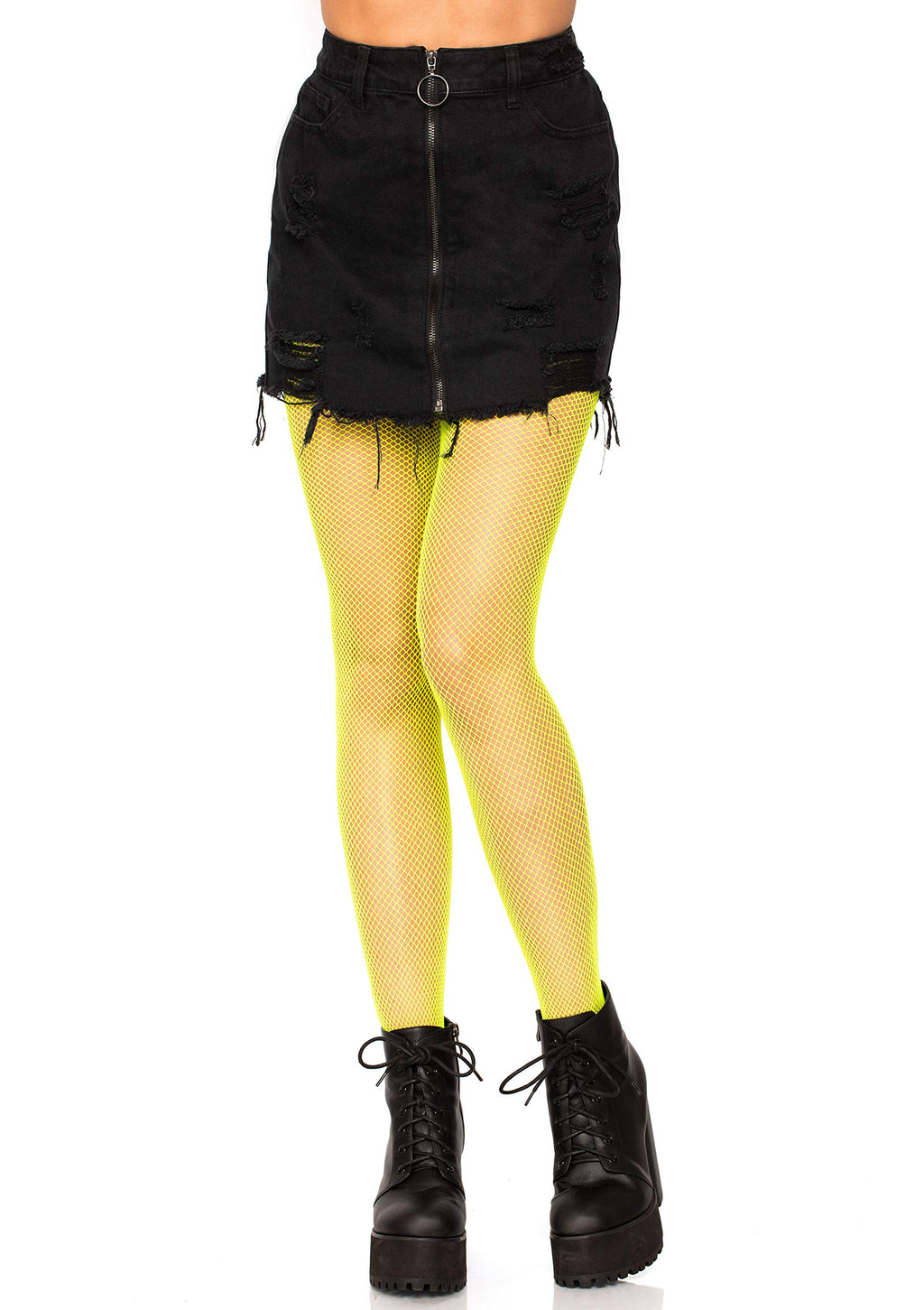 Nylon Fishnet Pantyhose O/S NEON YELLOW