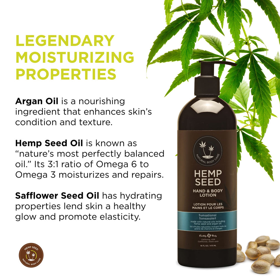 Hemp Seed Hand And Body Lotion  16 Fl Oz  Sunsational