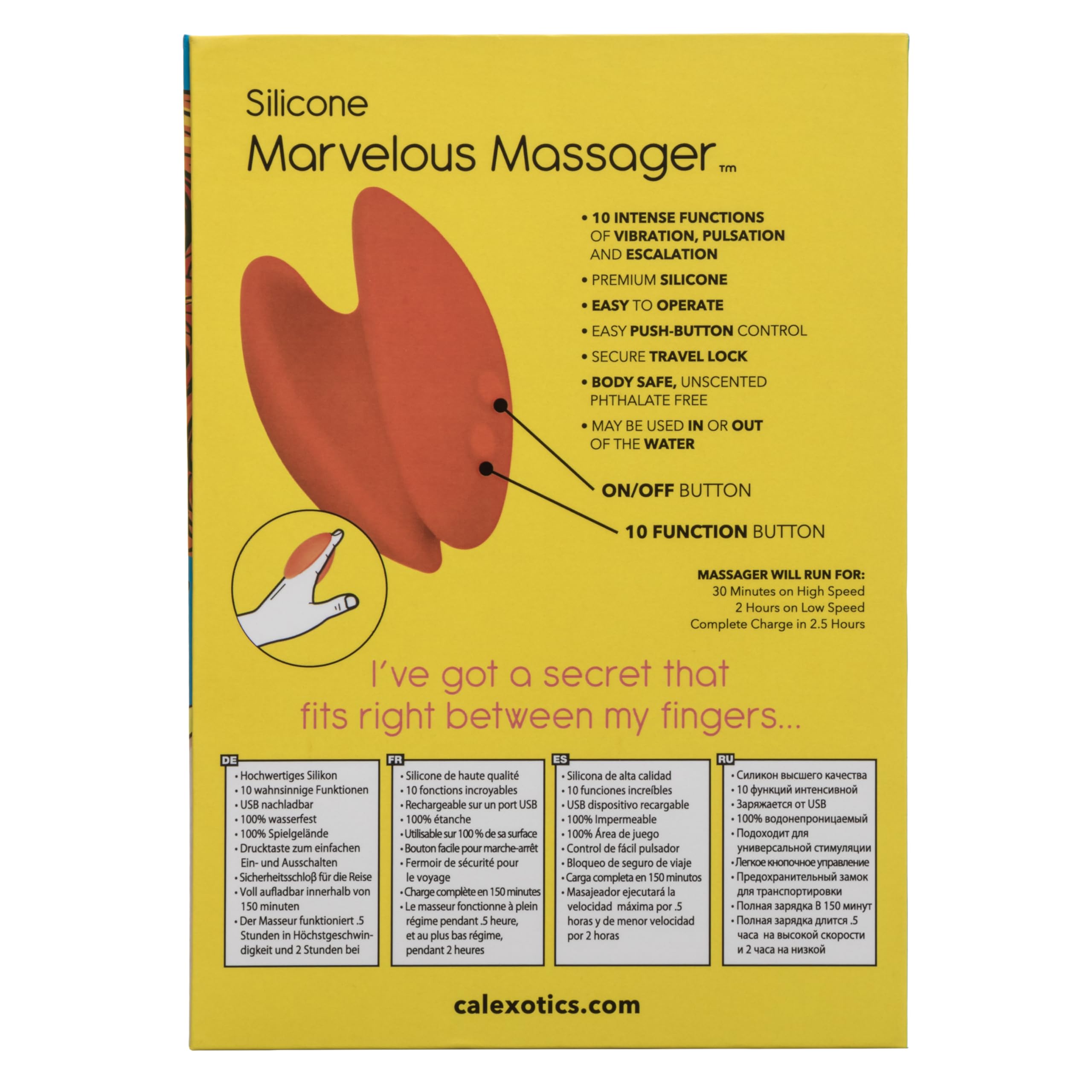 Calexotics Mini Marvels Marvelous Massager - Silicone Waterproof Compact Vibrator - 10 Function Rechargeable Vibe - Adult Sex To