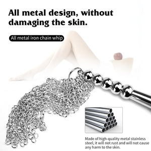Sm Toy Metal Iron Chain Sex Whip Couple Flirting Whip Adult Toys with Anal Plugs BDSM Training Toy (Silvery)