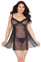 Coquette Babydoll & G-String Set-Black X-Large-Hanging