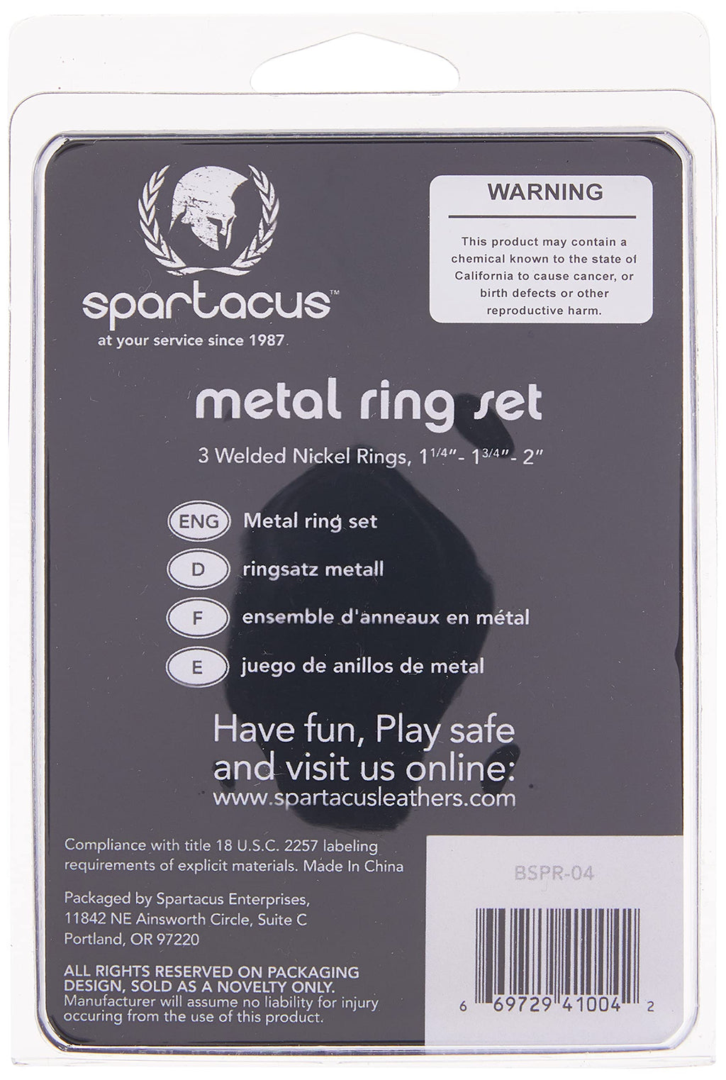 Spartacus Metal Cock Ring, Chrome, 3-Pack