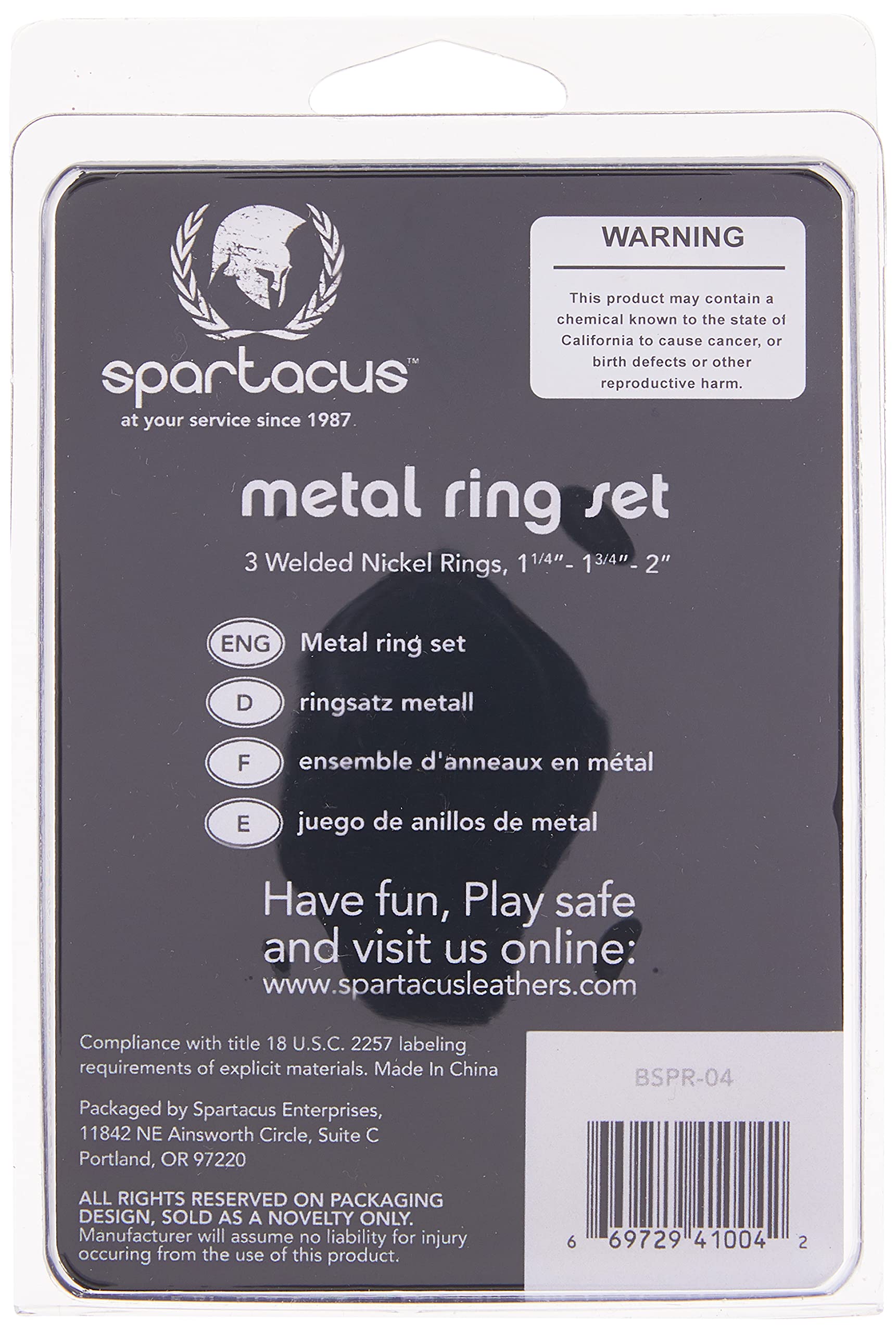 Spartacus Metal Cock Ring, Chrome, 3-Pack
