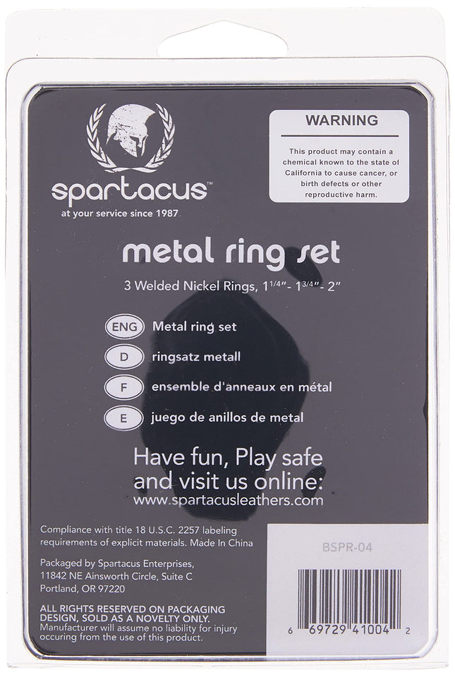 Spartacus Metal Cock Ring, Chrome, 3-Pack