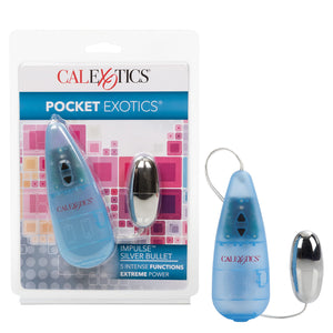 CalExotics Pocket Exotics Impulse Silver Bullet Vibrator with 5 powerful functions of vibration and pulsation SE-0054-10-3