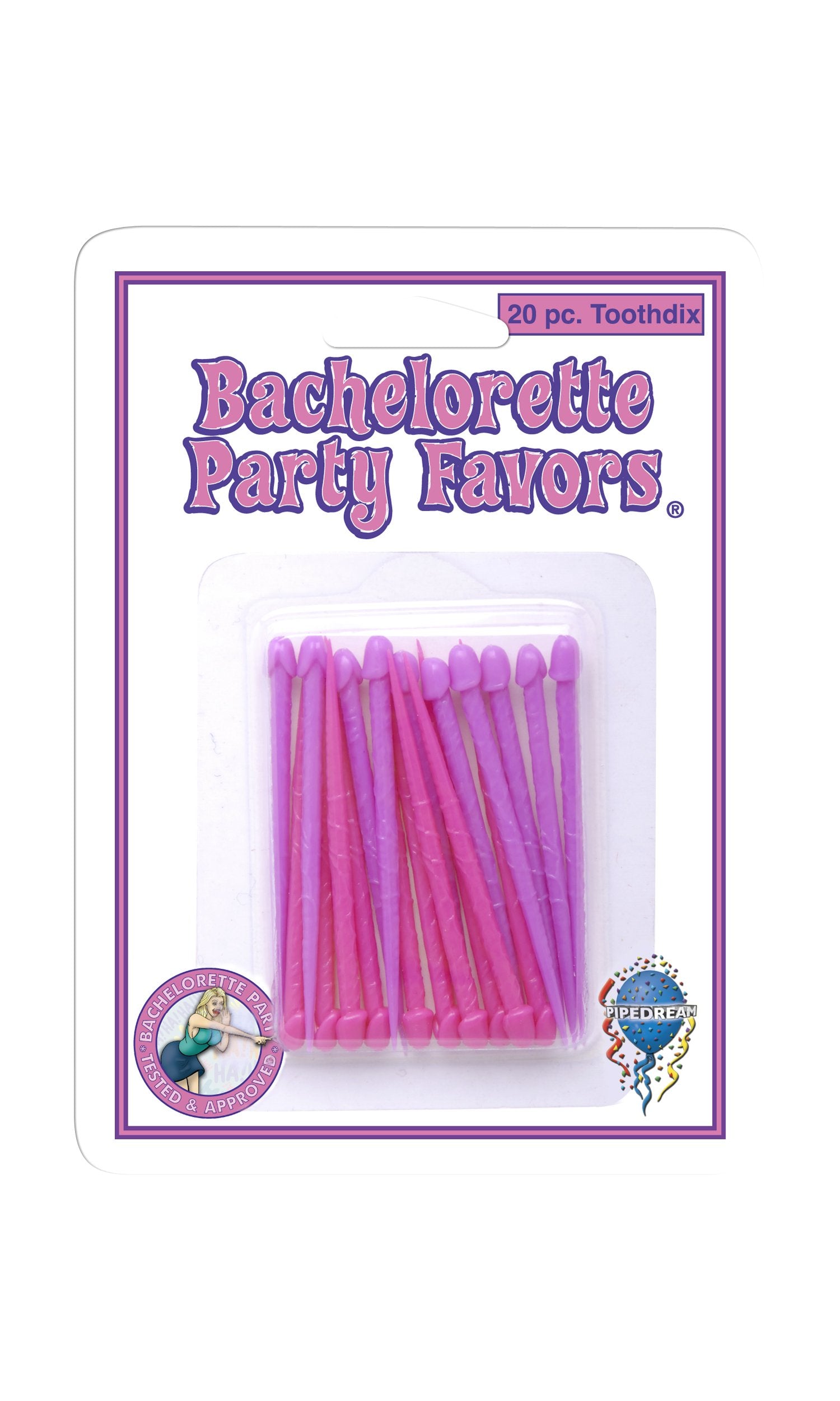 Pipedream Bachelorette Party Toothdix 20 Pack, Pink, Purple