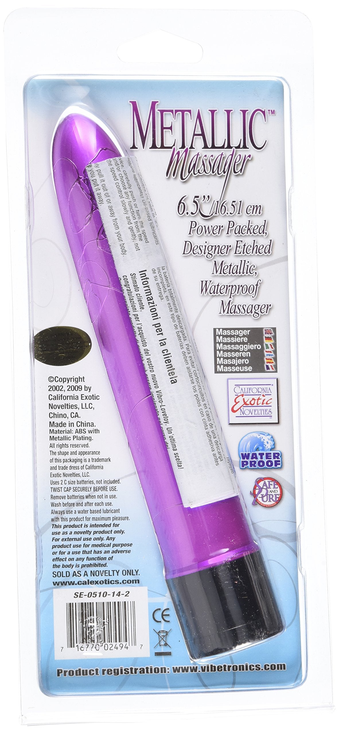 California Exotics Metallic Massager, Purple, 6.5''