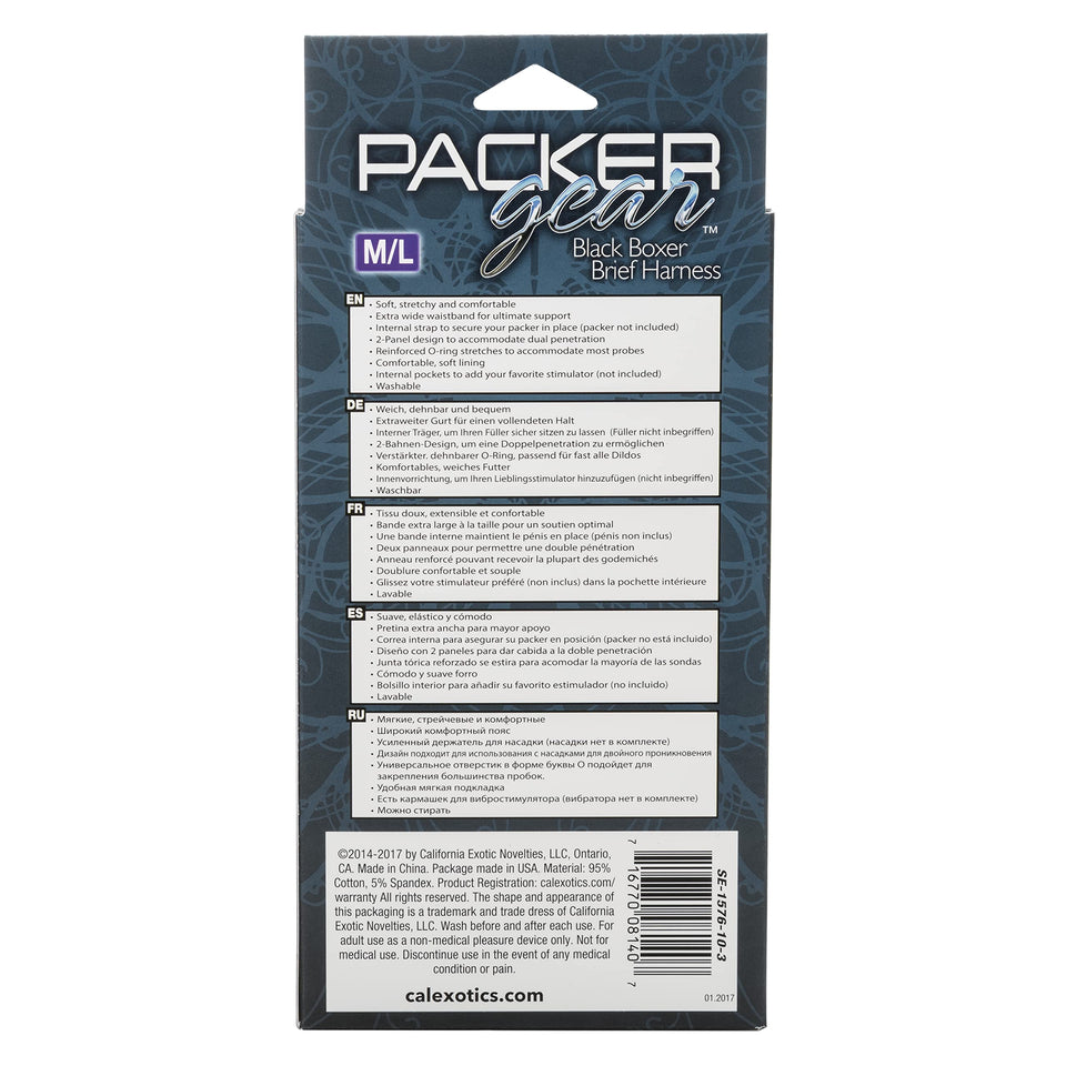Calexotics Packer Gear Black Boxer Brief Harness - Adult Strap On Sex Toys For Couples,Multi,Medium/Large (Pack Of 1),Se-1576-10