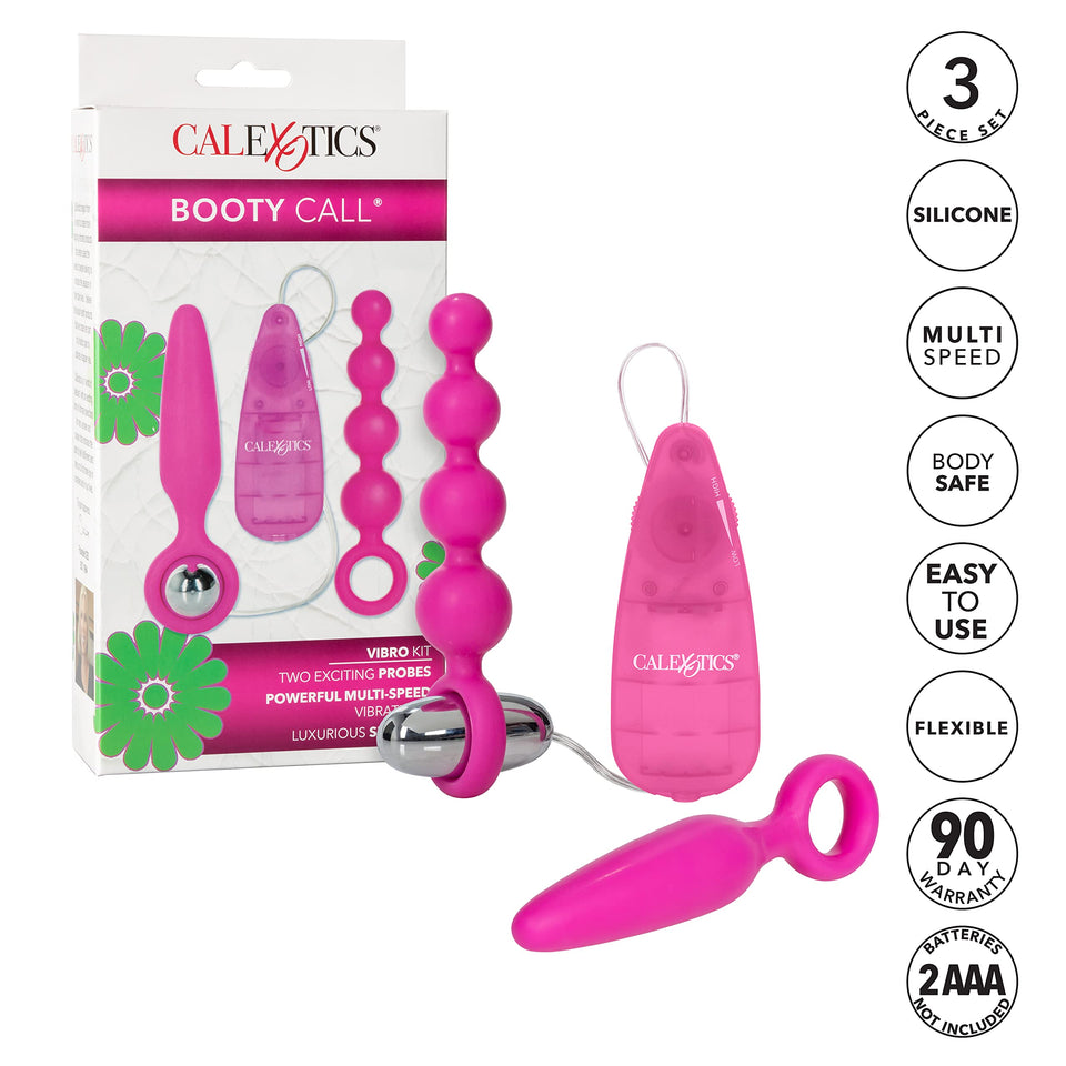 calExotics Booty call Vibro Kit - Vibrating Bullet Anal Pleasure Beads - Vibe Egg Anal Probe Adult Sex Toy - Pink