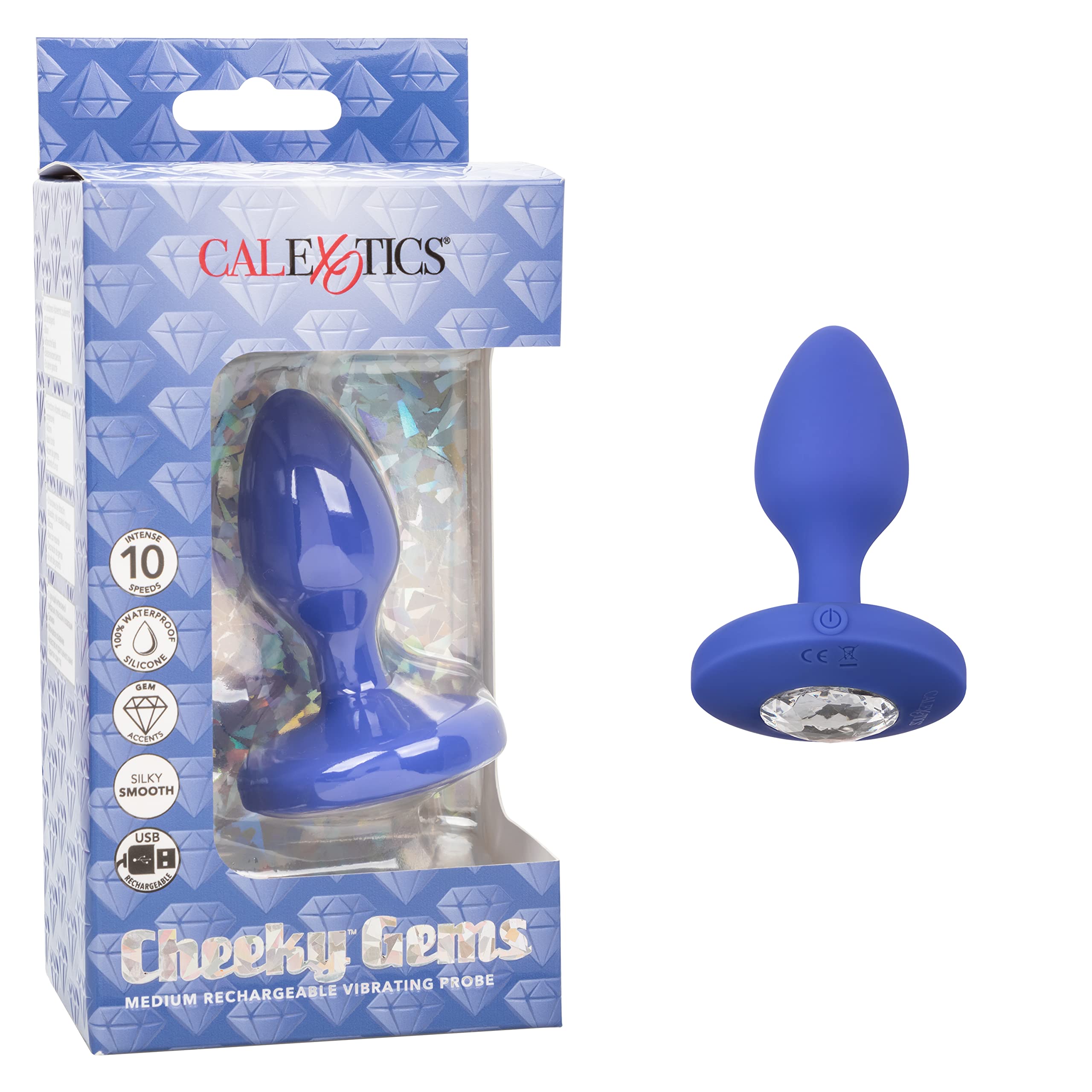 CalExotics Cheeky Gems Medium Rechargeable Vibrating Probe Anal Butt Plug Vibrator - Purple - SE-0443-20-3