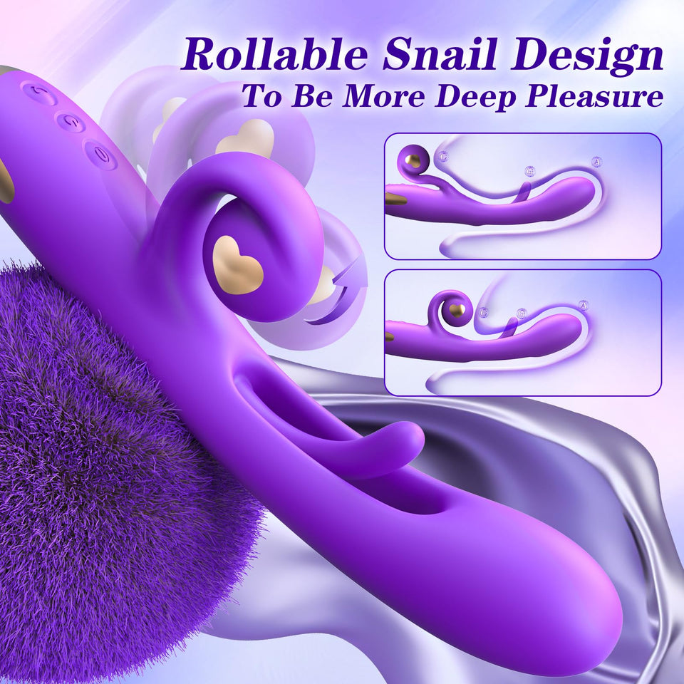 Flapping G Spot Vibrator Dildo: Rabbit Adult Toys with 10 Vibration 7 Flapping, Silicone Waterproof Personal Vibrator for Clitor