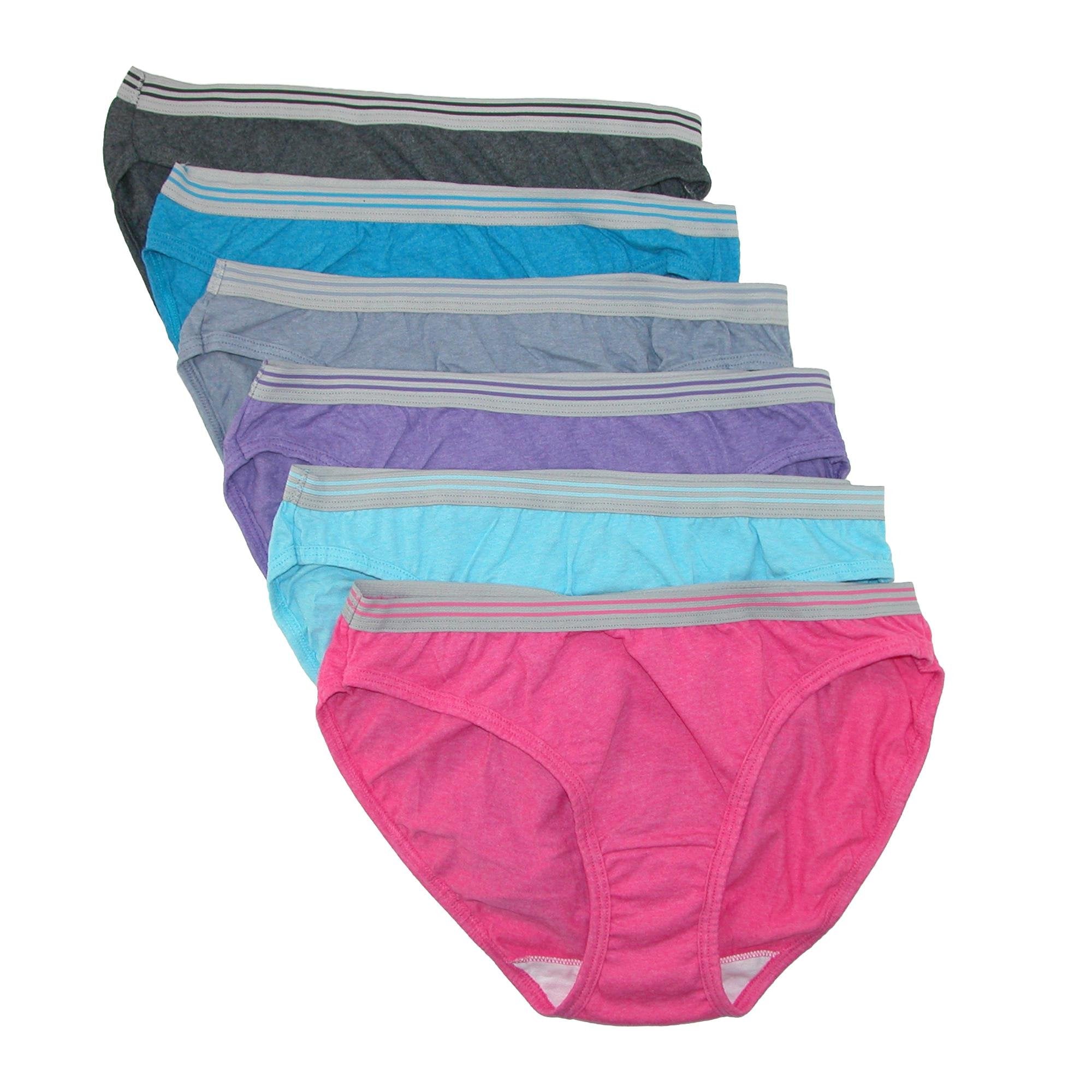 Fruit of the Loom Womens Heathered Bikini Underwear (Pack of 6), 8, Multi