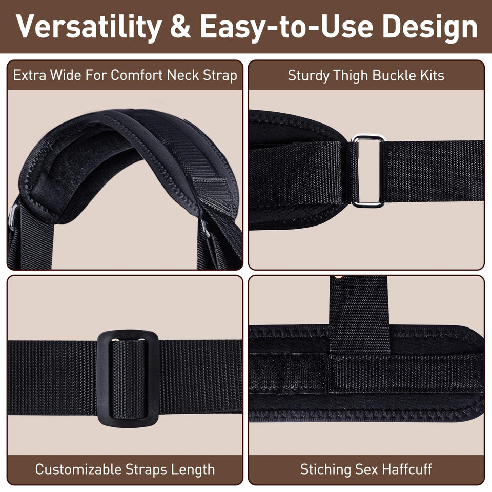 Sex Toys BDSM Bondage Restraints - Adult Toys Sex Straps Neck to Wrist Thigh Sex Sling & Ankle Kits with Adjustable, Kinky Bed R