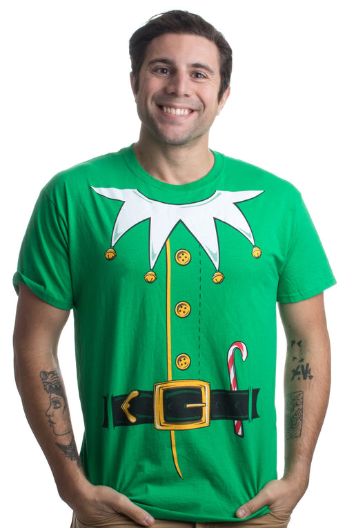 Ann Arbor T-shirt Co. Santa s Elf Costume | Jumbo Print Novelty Christmas Holiday Humor Unisex T-Shirt - Medium - Green