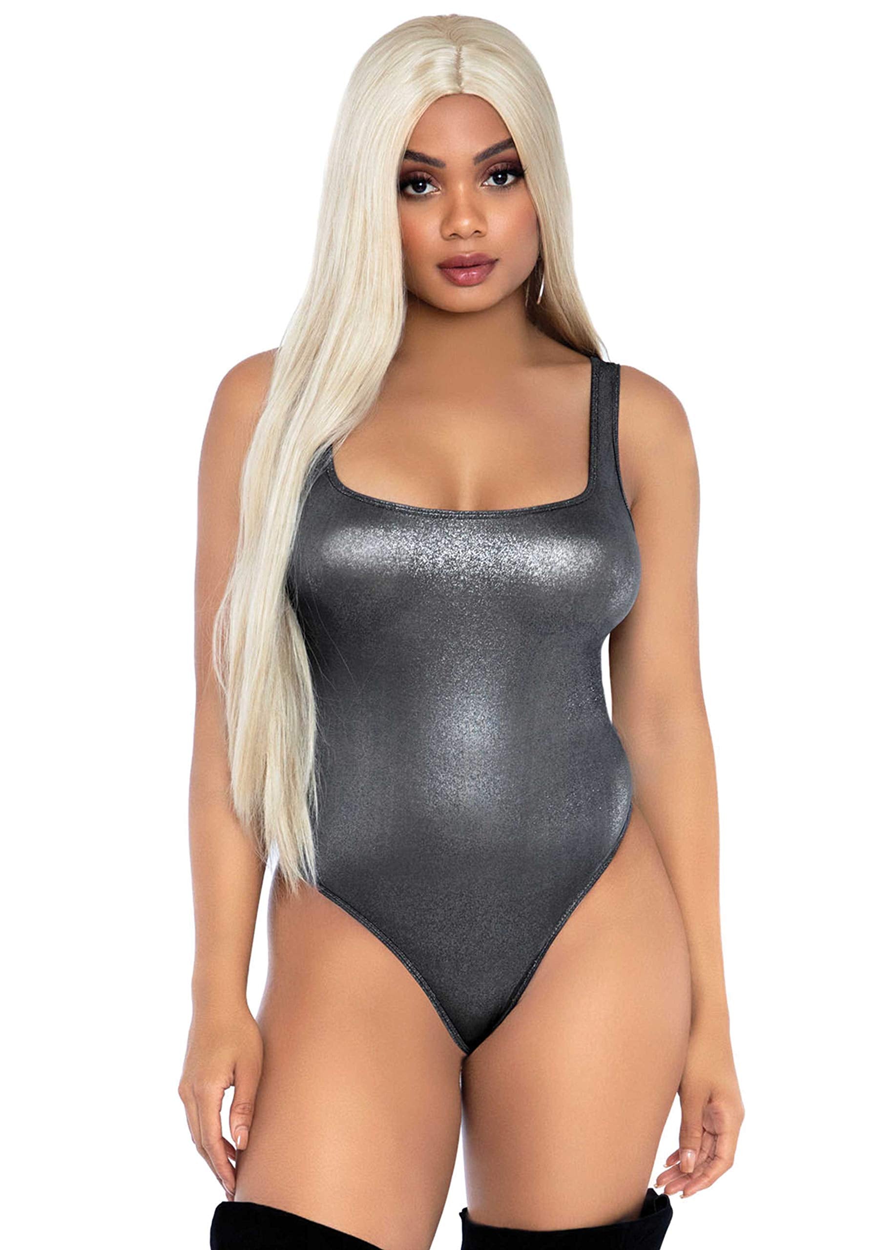 Shimmer Spandex Snap Crotch Th - Med/Lge / Silver