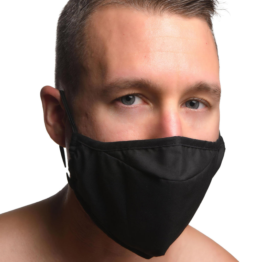 MASTER SERIES Mouth-Full Premium Silicone Dildo Face Mask for Men Women & BDSM Couples. Breathable Cotton Face Mask with Hidden