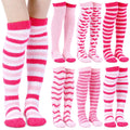 Ramede 6 Pairs Galentines Day Knee High Fuzzy Socks Valentine Day Gifts Bulk for Women Pink Knee Thigh High Socks for Women